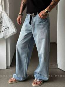 Wide Leg Straight Fit Carpenter Jeans UNISEX - Baby Blue - View 3