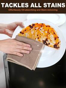 厨房清洁巾 咖啡壶清洁巾 超细纤维华夫饼清洁布，吸水毛巾，速干除尘布，家庭厨房，不起毛，不留条纹，6 片装，12 X 12 英寸，卡其色、粉色、灰色，家庭清洁，厨房清洁，派对清洁