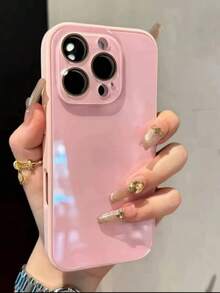 Minimalistischer einfarbiger matter Textur Geradekanten Klar Kameraobjektiv Schutzfolie kompatibel mit iPhone 16 Pro Max, iPhone 13 Neu, iPhone 14 Pro, iPhone 16, fingerabdruckresistente iPhone 15 Pro Max Vollabdeckung - Pink - Übersicht 2