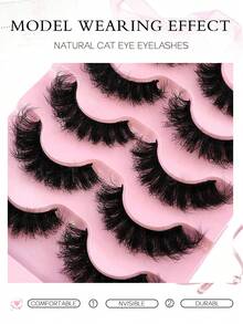 5 Cặp/Gói Lông Mi Giả Dày Tự Nhiên, Lông Mi Chồn Lộn Ấn Tượng, Miếng Dán Mi Giả Dài Dày 8D Lâu Trôi, Hiệu Ứng Nâng Lông Cáo, Miếng Dán Nối Mi, Làm Dài Và Làm Dày Đuôi Mắt Miếng Dán Mi, Lông Mi, Lông Mi, Lông Mi Giả - màu đen - Xem 2