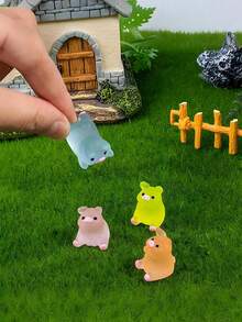 10/20 buc purceluși mini luminoși din rășină, strălucesc în întuneric roz, figurine de animale mici, ornament pentru grădină de zâne DIY, recipient de sticlă, decor pentru plante în ghiveci, meșteșuguri în micropeisaj, decorare de grădină, accesorii interioare auto, petrecere, cadou perfect de ziua de naștere