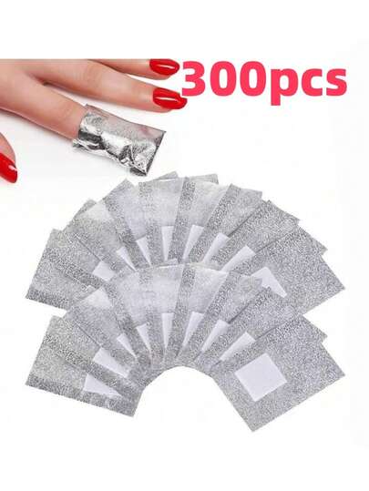 300pcs Aluminum Foil Nail Polish Remover Pads, 2 Inch X 3 Inch Size, Absorbent Wipes For Home Manicure And Salon Use, Removes Gel, Regular Polish And Acrylic Nails Nails Nails Supplies Nail Stuff