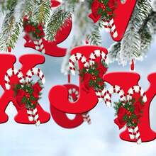 1件裝聖誕壓克力字母吊飾 - Merry Christmas，附聖誕帽設計，適用於聖誕樹、節日派對裝飾與居家裝飾，聖誕房間裝飾 - 紅色 - 查看 12