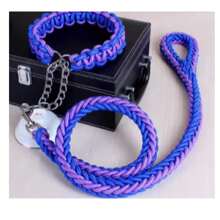 Double Strand Rope Large Dog Leashes Metal P Chain Buckle National Color Pet Traction Rope Collar Set For 1.2m Length