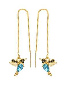 1 件 925 纯银蜂鸟流苏耳环，可爱的有翼鸟耳环，适合日常佩戴、节日和聚会，精美礼品的首选