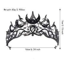 Gothic Moon Star Tiara - Glittering Rhinestone Headpiece For Halloween Cosplay (Witch/Vampire/Dark Fairy) Unisex Gothic Crown For Costume Parties, LARP & Photo Shoots - Elegant Celestial-Themed Accessory - Perfect Gift For Gothic Lovers, Cosplayers & Alternative Fashionistas - Great For Samhain & Vampire Balls - 彩色 - 查看 6