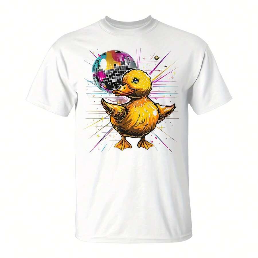 Rubber Duck Disco Dancing Disco Ball Music Rubber Duckie T-Shirt43546220g Washed Cotton T-Shirt, After Gentle Washing Treatt, Fabric Feel Ft Waxy, With A Natural Micro-Wrinkle Texture. A Loose Off-The-Shoulder Cut For Lazy Weekend Mornings. Printed On His Chest Is A D-Drawn Stick Figure Of A T Peeking Out From Behind A Steaming Coffee Cup, Spy And Content. This T-Shirt Is The Perfect Stand-In For Slow Living. It's Perfect For Grabbing A Cup Of Coffee In The Sunniest Corner Of Your Home, Or Going Downstairs To A Familiar Fe For Breakfast, P A Kind Of"Have A T Have Coffee, Is A Good Time Light" Cozy Philophy. - 白色8 - 查看 1