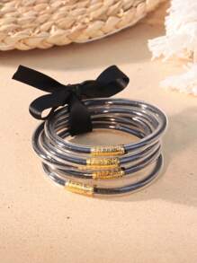 5pcs/Set Glitter Jelly Bangles Bracelet Luxury Jewelry Bracelet For Women Wedding Gift