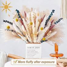 100pcs/Set Life-Like Reed & Rabbit Tail Artificial Flower Set - Elegant Decor ForHome, Office, & Events, Perfect Gift For Any Occasion - Multicolor - View 1