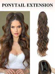nimoki Estensioni per coda di cavallo, Coda di cavallo lunga e ondulata da 30 pollici con fermaglio, Estensioni per capelli sintetici ricci e voluminosi per l'uso quotidiano delle donne, con aspetto naturale