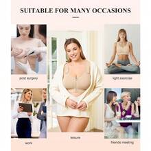 Zip Front Closure Wireless Bras For Women Full Coverage Post Surgery Compression Back Smoothing Comfort Adjustable