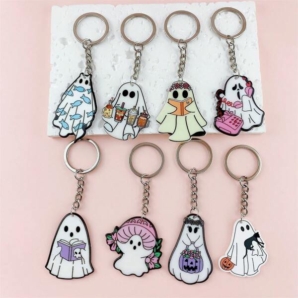 1pc Acrylic Halloween Ghost Keychain, Great For Friends Car Accessories Cute Goth Y2k Christmas Gift Ideas Bag Accessories Lanyards With Id Holder Car Accessories Bag Charms
