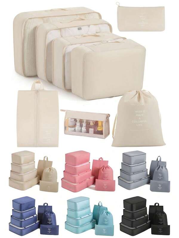 7pcs/Set Travel Packing Cubes, Luggage Organizers, Toiletry Bag, Underwear Pouch, Shoes Bag, Multi-Functional Storage Set Travel Essentials Travel Accessories Travel Bag For Vacation Holiday Back To School School Stuff Dorm Room Essentials College