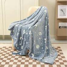 Glow In The Dark Throw Blanket Galaxy Stars Pattern Super Soft Fuzzy Plush Flannel Grey Blanket For Boys Girls Gifts Glow In The Dark Space Blanket 150 X 180 Cm (Universe) - Gray Galaxy Star - View 9