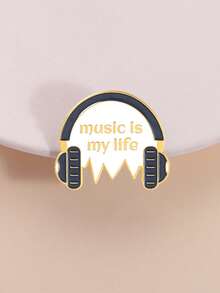 1入組音樂治癒我的靈魂復古色彩的黑膠唱片造型金屬胸針，創意服裝包飾徽章，男女適用於日常穿著