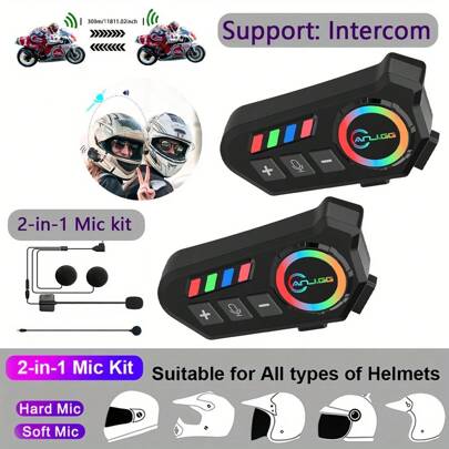 1pc Motorcycle Helmet Headphones 1000mAh Long Battery Life HiFi Stereo Intelligent Noise Reduction Voice Control Music All-In-One Riding Ultimate Set, Suitable For Riders Motorcycle Half Helmet Or Full Helmet Accessories