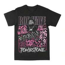 Last Lap Tour Graffiti T-Shirt Men Women Cotton Tees Retro Rapper Streetwear Short Sleeve Men's Clothing Summer Tops - 黑色 - 查看 1