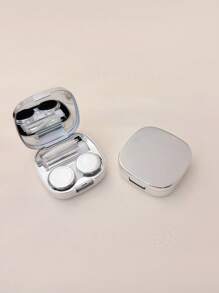 XIANG YU New Style Minimalist Macaron Color Contact Lens Case, Cosmetic Lens Box, 3D Heart Design, Portable And Compact Korean Version, Stylish And High-End Storage Box.School