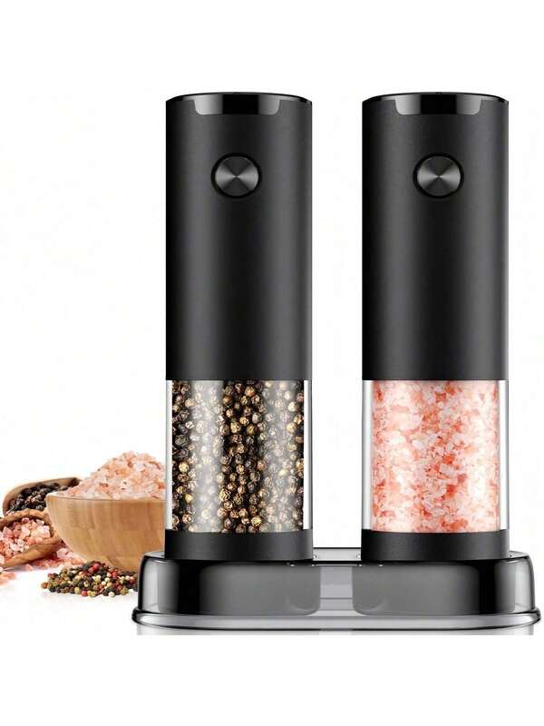 Electric Salt And Pepper Grinder Set, Battery Operated, Adjustable Coarseness, Easy To Refill, Upgraded Large Capacity With LED Light, Kitchen Seasoning Mill