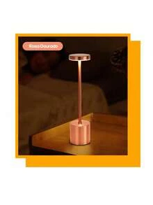 3-Tone Table Lamp Luxurious Bedside Rechargeable Lampshade LED Desk Bedroom Lamp - 玫瑰金 - 查看 3