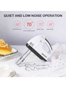 Batidora de Mano Eléctrica, 7 Velocidades, Batidora de Mano Ligera para Hornear Pasteles de CocinaEléctrica, 7 Velocidades, Batidora de Mano Ligera para Hornear Pasteles de Cocina - Blanco - Ver 5