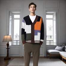 Cardigan Sweater For Men Knitted Long Sleeve Sweaters With Buttons - Ks06grey - Xem 4