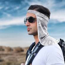 Sombrero de Protección de Verano para Pesca al Aire Libre Ciclismo Transpirable Protección Alta Elasticidad Protección de Cuello Pañuelo para Hombre TXRM - gris rayado - Ver 7