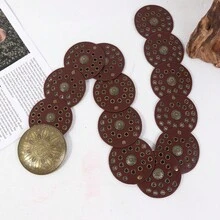 1 件闪亮波西米亚 PU 皮革腰带，春夏秋秋季，秋季，万圣节 - 復古壓花腰封 - 查看 9