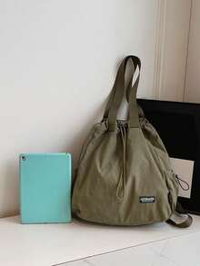 A Niche, Multi-Functional, Casual Tote Bag, Solid Color, Minimalist Style, Large Capacity, Portable Women's Bag, Minimalist Multi-Functional Bag Suitable For Daily Commute, Travel, Shopping And School - Coffee Brown - View 12