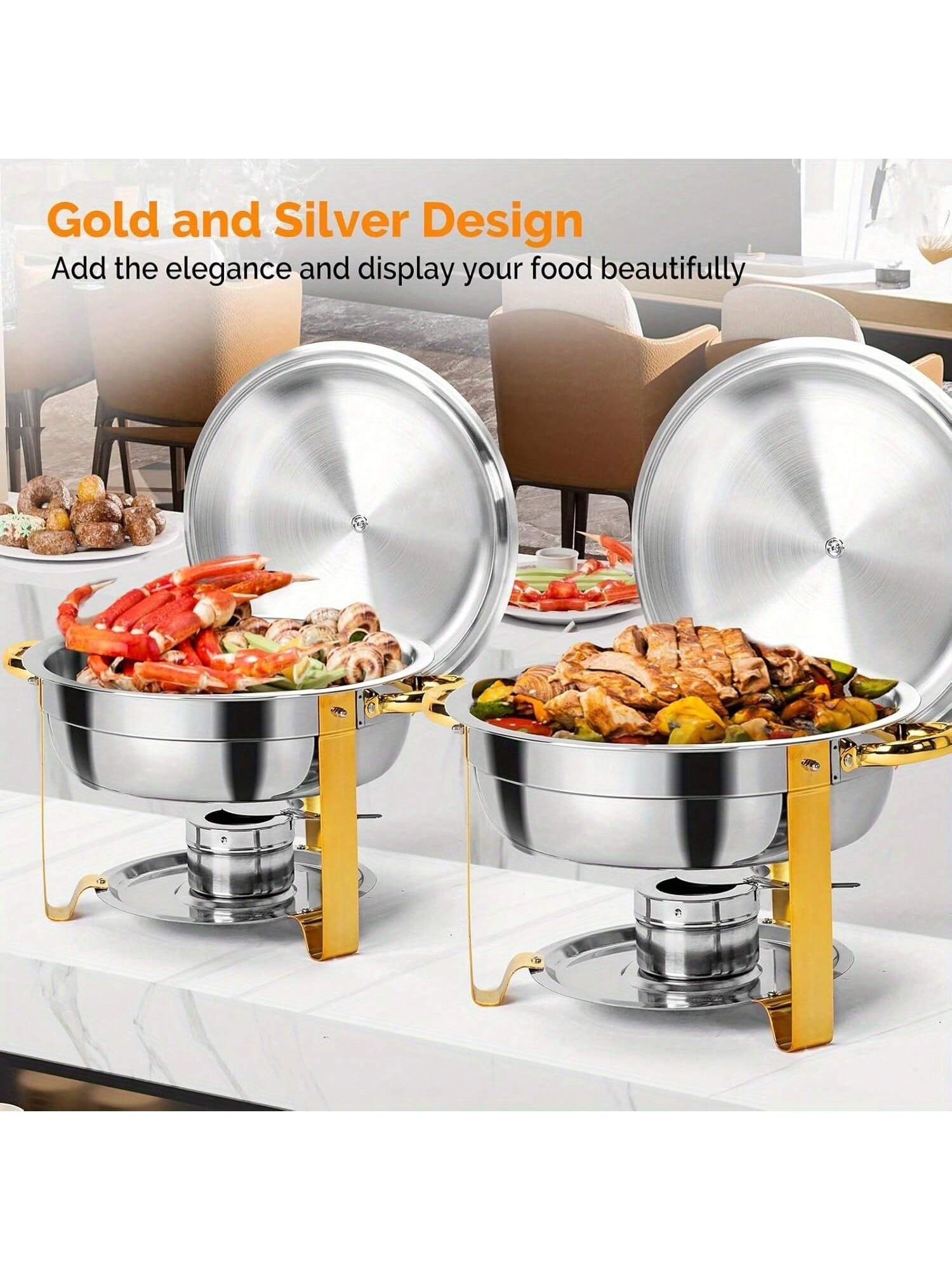 طقم صحن بوفيه من الفولاذ المقاوم للصدأ سعة 5 لتر،...