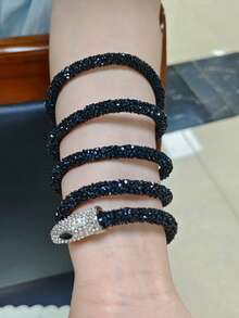 1 件哥特风格夸张神秘蛇形项链，可作为手链佩戴，适合时尚派对、节日、万圣节和日常佩戴 - 黑色 - 查看 6