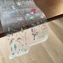 4 Rolls Of Stickers, Abstract Nose Decor, Seasonal Scenery, Transparent Aesthetic Scrapbooking Supplies