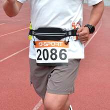 Sport Cinturón de Triatlón con Bolsa - Portador de Dorsal de Carrera con 6 Bucles para Gel, Ideal para Correr, Ciclismo y Maratón (Naranja) - A - Ver 6