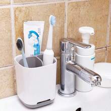 Home Toothbrush Bathroom Toothpaste Detachable Holder Desktop Storage Box With Drainage Bathroom Organizer Storage Rack - Grey - View 3