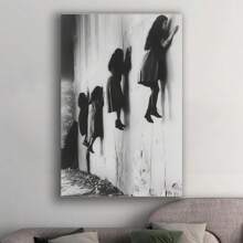 Framed  Witch Sisters In Creepy Dark Academia Gothic Halloween Horror Portrayal Canvas Poster-Occult Scenes & Pagan Black & White Photo-Retro Spooky Vintage Atmosphere-Weird World Of Wiccan Witchcraft