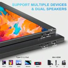 TALLPOWER Portable Monitor, 15.6-Inch, 1920 X 1080 2K Full HD Display, 60 Hz Refresh Rate, 100% SRGB, 178° Viewing Angle, 2 X Type-C 3.1, 1 X H-DMI JH01 - 黑色 - 查看 6