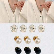 10/50 件女式衬衫胸针纽扣和收纳盒,可拆卸无缝纽扣别针,迷你胸针,适用于女式毛衣、披肩、连衣裙、婚礼 DIY 项目 - 黑色 - 查看 24