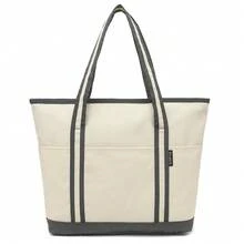 Large Canvas Tote Bag For Women, Beach Bag With Zipper, Utility Tote Bag With 3 Front Pockets, Weekender Pool Bag - Nhiều màu - Xem 1