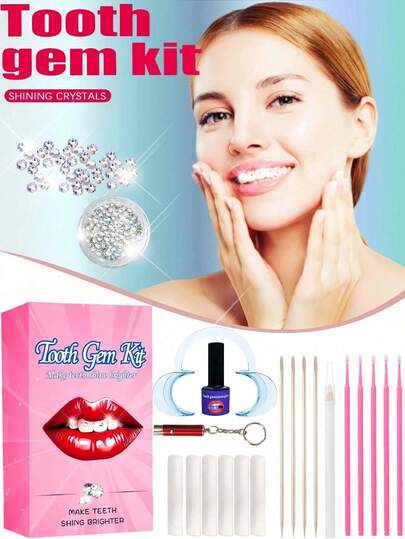 150pcs Crystal Tooth Jewelry Set, Self-Adhesive DIY Tooth Gems, Fashionable Sparkling Decals, Easy To Apply & Remove, Stylish Dental Accessories, Suitable For Gothic, Y2K, Halloween Looks