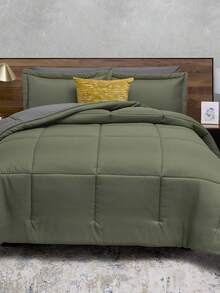 Home Elephant Edredón con Sabanas Matrimonial, King Size Dos Vistas Suave Nuevos Modelos - Verde Oliva - Ver 3