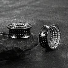 1PC Saddle Fit Sparkling Luxurious Round Ear Gauges Tunnels Expander Stretcher Piercing Women Body Men Jewelry New Arrival Gift