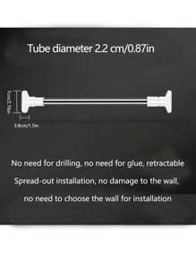 1 pièce Séchoir rétractable en acier inoxydable, tige de support de balcon, tringle à rideaux, tringle de rideau de douche, tringle de penderie, tige télescopique sans perçage. Décoration de Noël