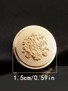 10 颗金色金属 3D 雕花纽扣，蘑菇形状，弧形边缘，手柄，网格纹理，复古图案，适用于西装、背心、大衣、裤子、家居日用、缝纫用品 - 金色 - 查看 9