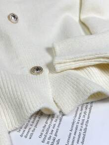 Wixra Collegiate Style 2 In 1 Polo Collar Knit Cardigan, Versatile Sweater Jacket Essential For Back To School Season, Autumn - Apricot - View 4