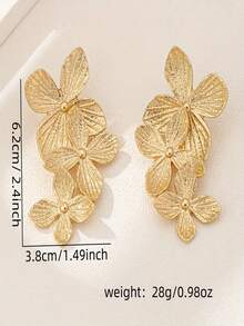 1 对时尚精致花瓣耳环，适合日常佩戴 - 金黃色 - 查看 4