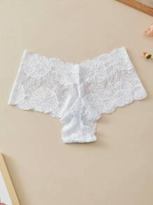 4 条装中腰性感女式加大码内裤女式透气蕾丝平角内裤
