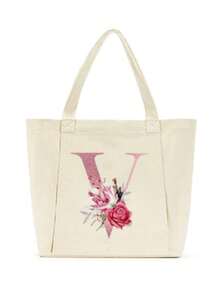 Monogram Women's Yoga Bag, Spacious Yoga Mat Storage Bag, Heat Transfer Printing Technology, Machine Washable, Portable Canvas Tote Bag, Suitable For Pilates, Travel, Office, Beach Workout And More, Can Also Be Used As A Beach Or Shopping Bag - Multicolor - View 13