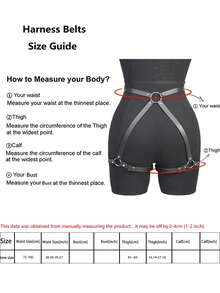 Dây nịt ngực bằng da PU thời trang phong cách đường phố dây nịt ngực bằng da phụ kiện Halloween thắt lưng có thể điều chỉnh - màu đen - Xem 4