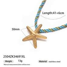 1pc Fashionable Luxury 18K Gold Stainless Steel Sea Conch, Starfish And Sun Pendant Necklace, Versatile Accessory For Women