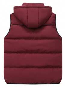 Chaleco con capucha con cordón y acolchado para hombres - Burdeos - Ver 2
